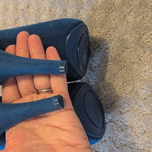 Vivian Westwood Anglomania+Melissa Skyscraper Heels Blue Velour Size 9 - Picture 4 of 12